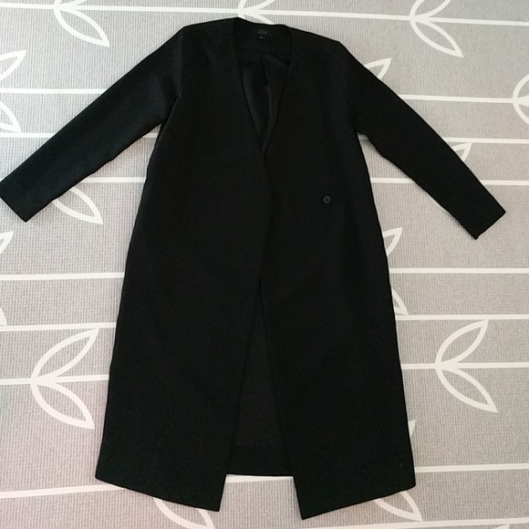 long collarless jacket